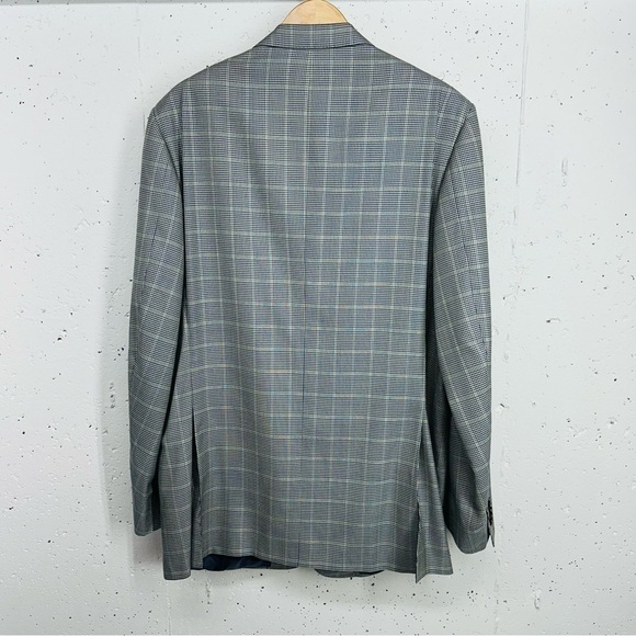 Corneliani Men's Size 56L Spencer Virgin Wool Silk Blue Micro Houndstooth Jacket - Picture 6 of 15